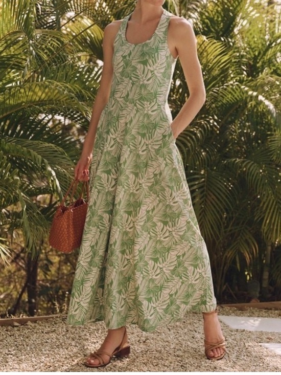 Pact Dresses & Skirts - pact jade palms open back fit & flare maxi dress